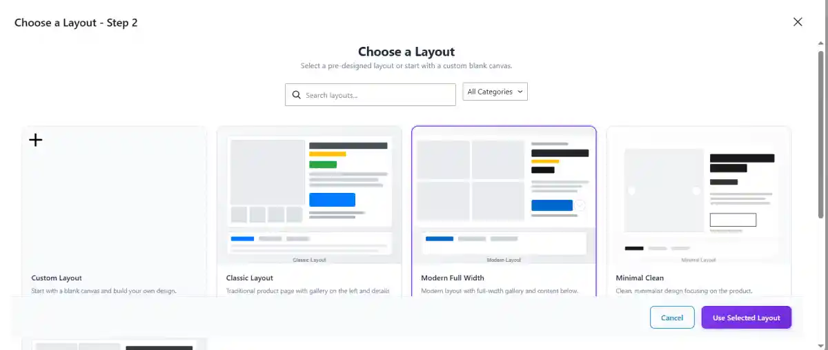pre-built template layouts screenshot